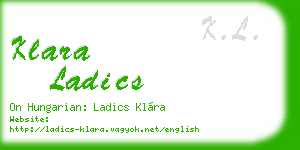 klara ladics business card